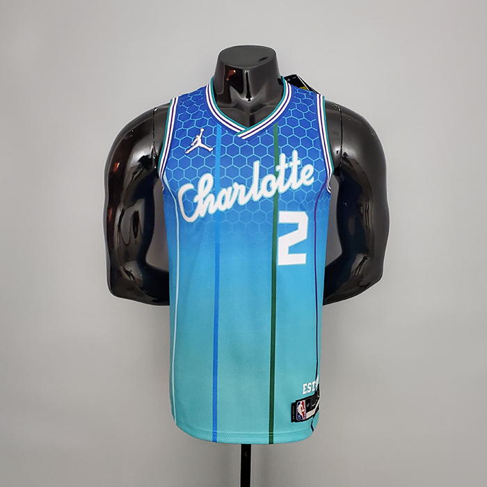 2022 BALL#2 Charlotte Hornets City Edition Blue NBA Jersey-9704316