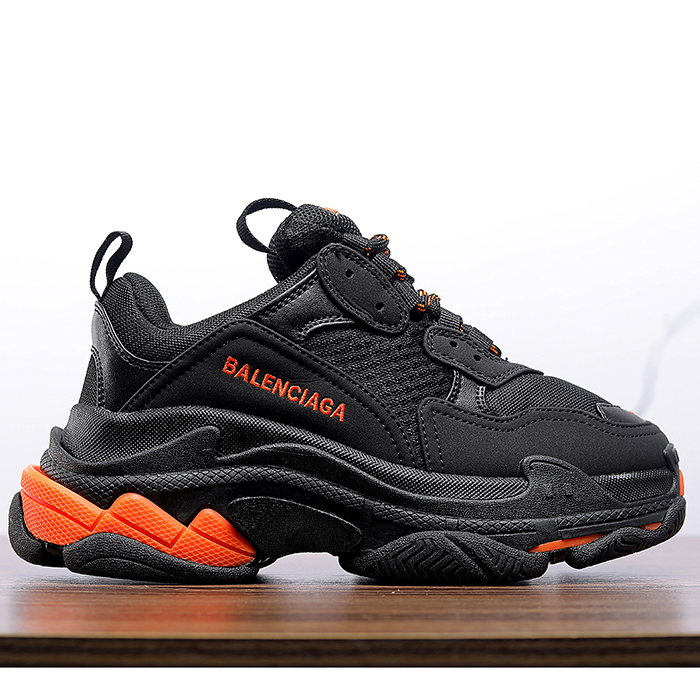 Balenciaga Triple S Sneaker 17FW ins Running Shoes-Black/Orange-9479971