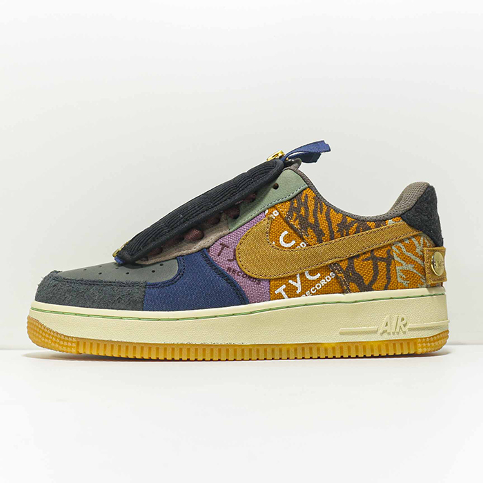 Travis Scott x Air Force 1 Low 'Cactus Jack' Running Shoes-Gray/Yellow-4876801