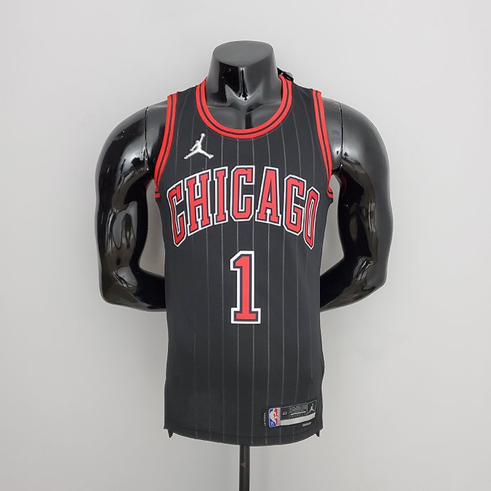 75th Anniversary Rose #1 Chicago Bulls Flyers Black NBA Jersey-1526790