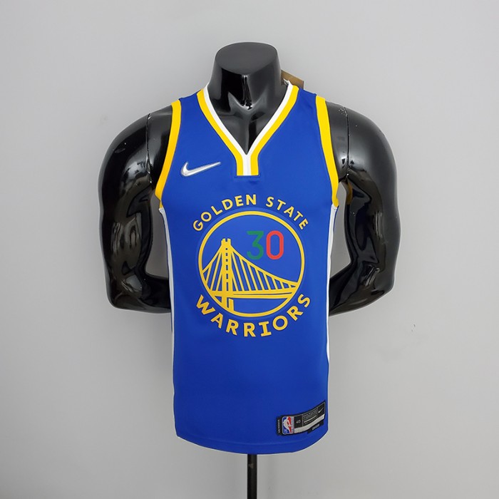 Retro 75th Anniversary Golden State Warriors CURRY#30 Mexico Blue NBA Jersey-8952290