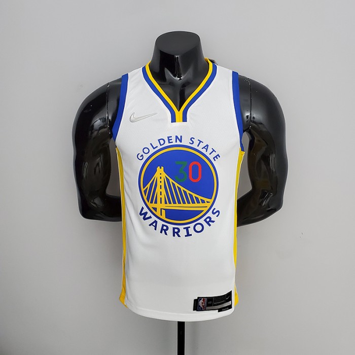 75th Anniversary Golden State Warriors Curry #30 Mexico Edition White NBA Jersey-1061171