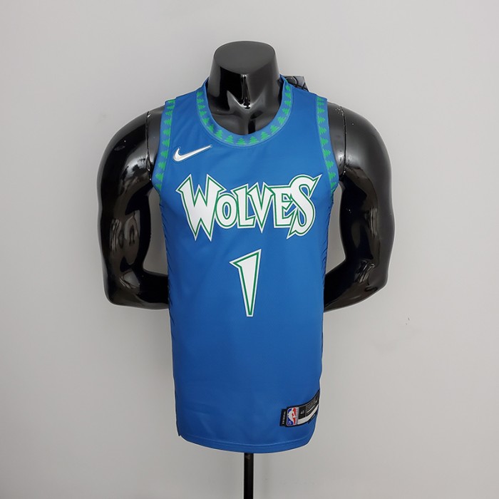 75th Anniversary 2202 Season EDWARDS#1 Minnesota Timberwolves City Edition Blue NBA Jersey-1591588