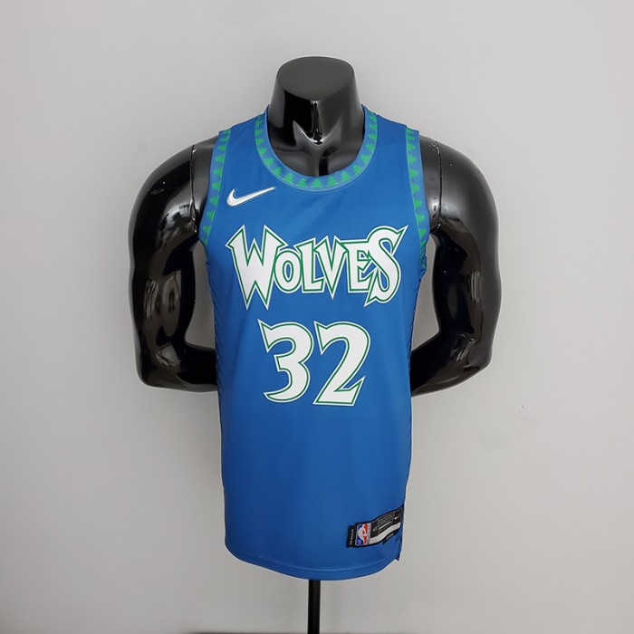 75th Anniversary 2202 Season TOWNS#32 Minnesota Timberwolves City Edition Blue NBA Jersey-6116369