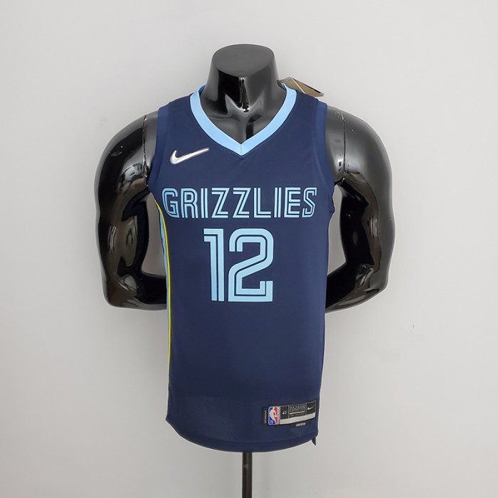75th Anniversary Memphis Grizzlies MORANT#12 Navy Blue NBA Jersey-6844654