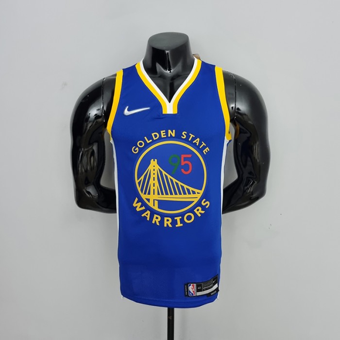 75th Anniversary Toscano#95 Golden State Warriors Mexico Exclusive Blue NBA Jersey-9977885