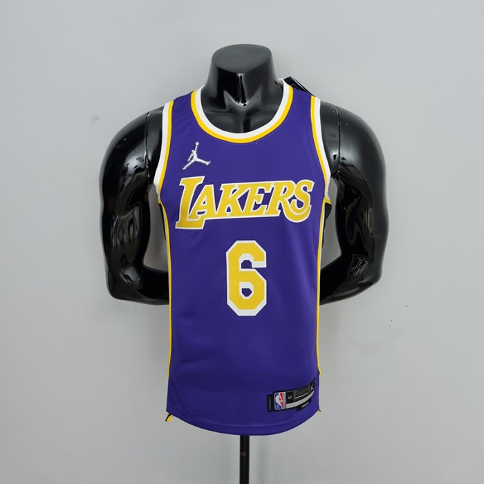 75th Anniversary James #6 Los Angeles Lakers Jordan Purple NBA Jersey-4627330