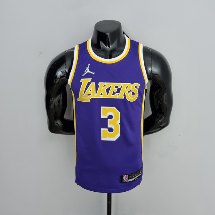 75th Anniversary Davis #3 Los Angeles Lakers Jordan Purple NBA Jersey-634526