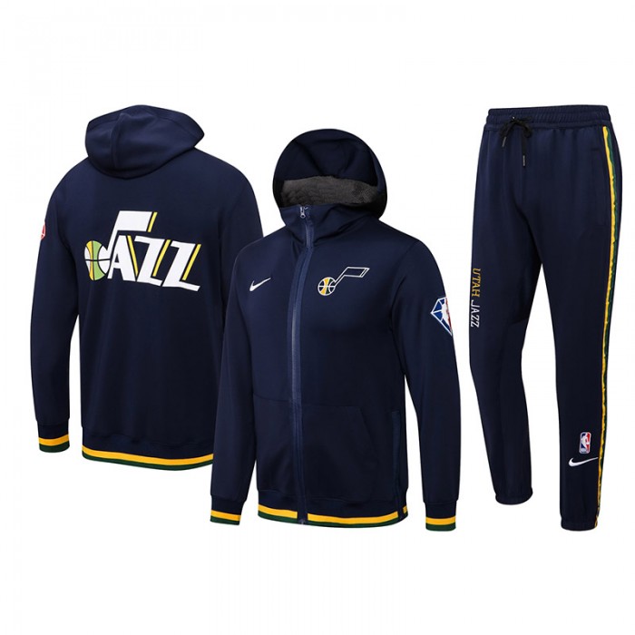 NBA Utah Jazz Navy Blue Hooded Jacket Kit (Top + Pant)-5310610