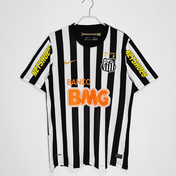 2013 Retro Santos Laguna Away White Black Jersey version short sleeve-7467229