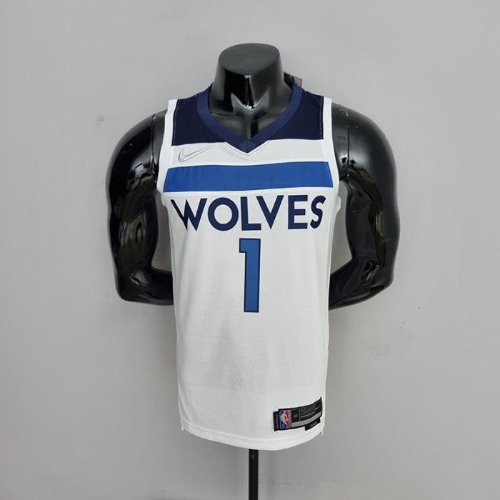 75th Anniversary Minnesota Timberwolves Edwards #1 White NBA Jersey-3408093