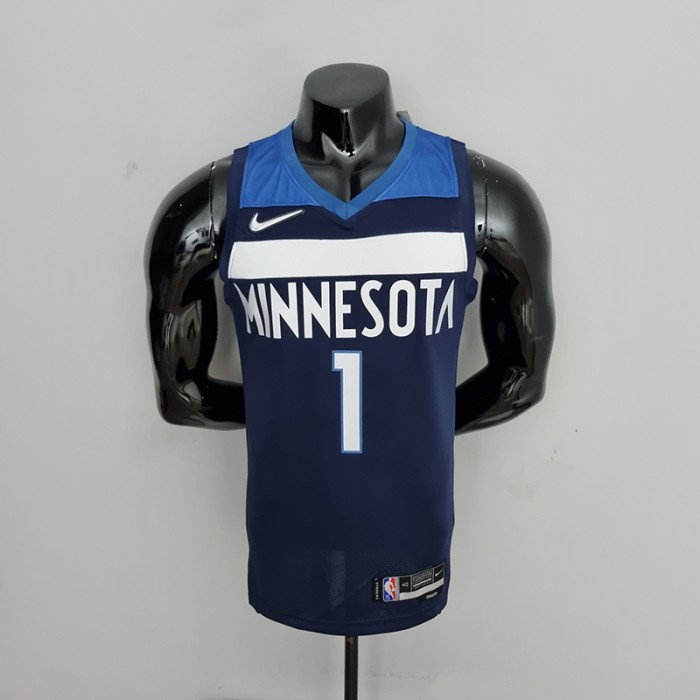 75th Anniversary Minnesota Timberwolves Edwards #1 Royal Blue NBA Jersey-5701855