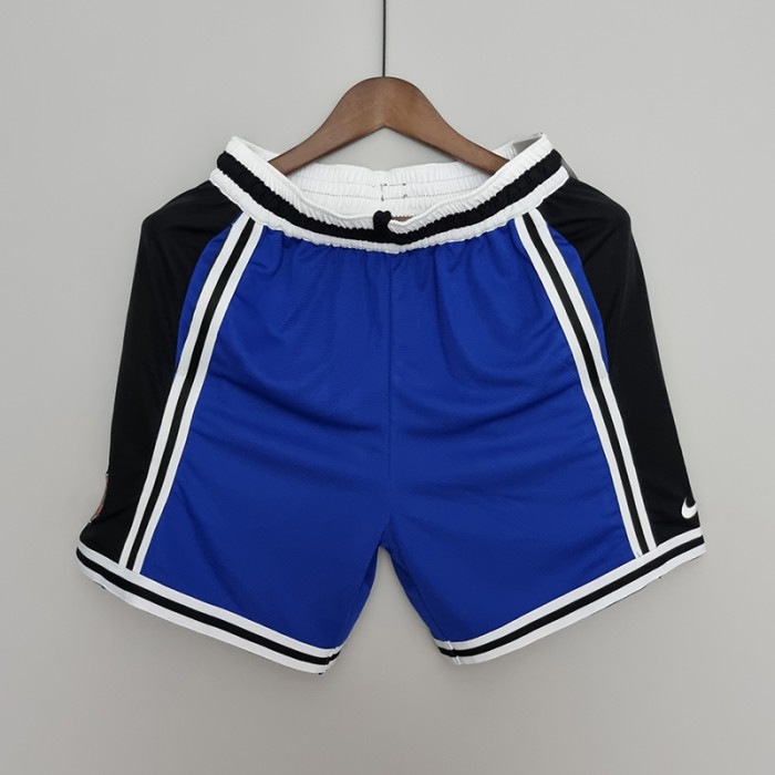 2022 New York Knicks NBA US Training Shorts Blue Black-5734129