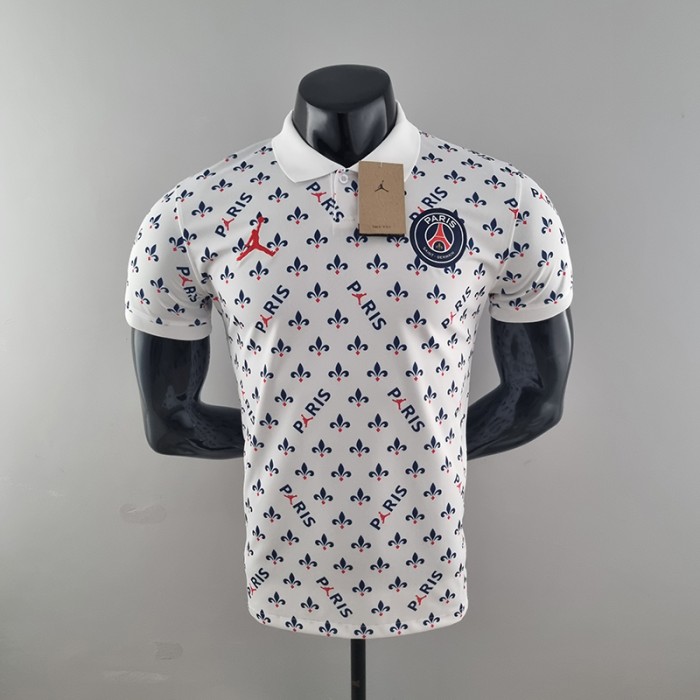Paris Saint-Germain PSG Polo Jordan co branded white Jersey version short sleeve-7076235