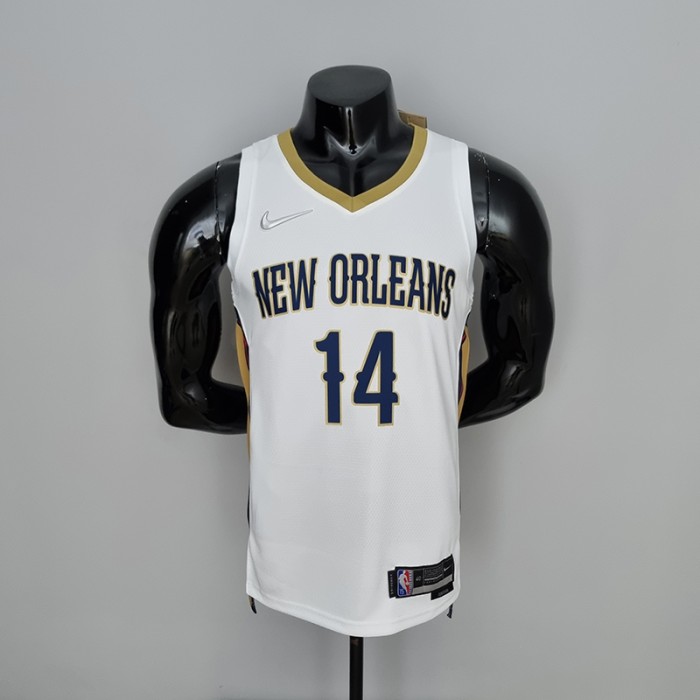 75th Anniversary New Orleans Pelicans Ingram #14 White NBA Jersey-2111727