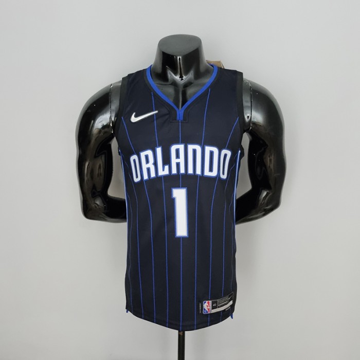75th Anniversary McGrady #1 Orlando Magic Black NBA Jersey-8987746