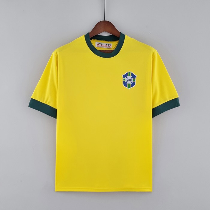 Retro Brazil 1970 home Jersey version short sleeve-7533683