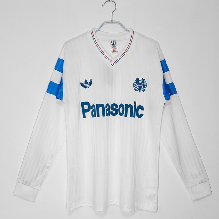 1990 Retro Marseille Home Red Long Jersey version Long sleeve-4157014