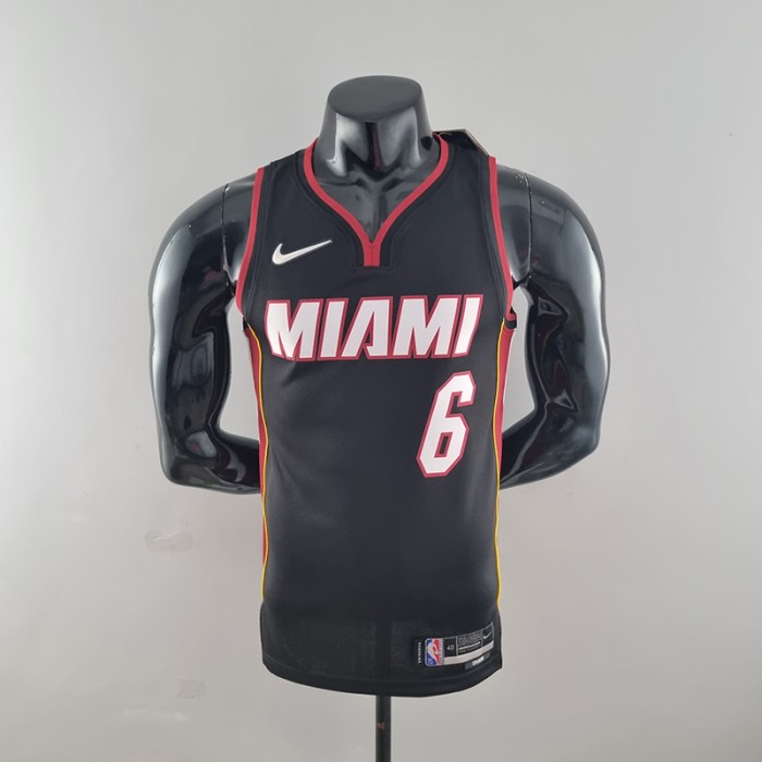 75th Anniversary Miami Heat JAMES #6 black NBA Jersey-8427709
