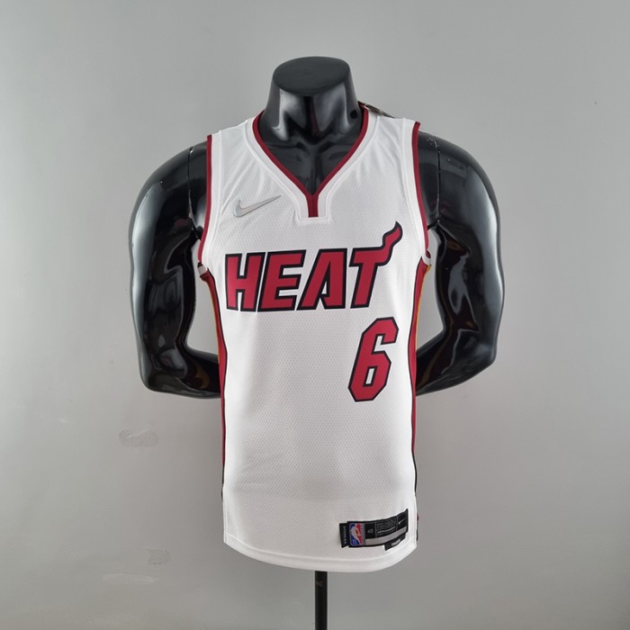 75th Anniversary Miami Heat JAMES #6 White NBA Jersey-7889077