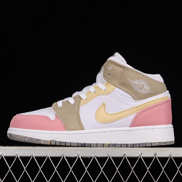 Air Jordan 1 Mid AJ1 Women Running Shoes-White/Pink-1067197