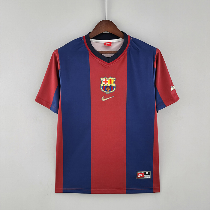 Retro 98/99 Barcelona home Red Blue Jersey version short sleeve-5950561