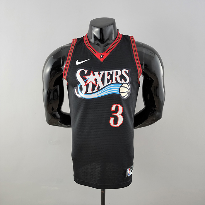 Retro Philadelphia 76ers Iverson #3 big meteor black NBA Jersey-5690504