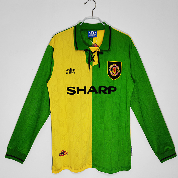 1992/94 Retro Manchester United M-U Away Green Jersey version Long sleeve-3610548