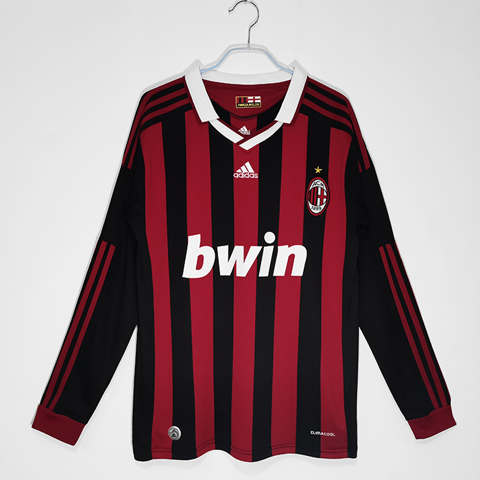 2009/10 Retro AC Milan Home Red Jersey version Long sleeve-3124264