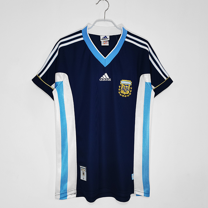 1998 Retro Argentina Home Navy Blue Jersey version short sleeve-7810796