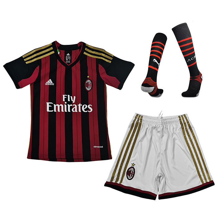 2013/14 Retro AC Milan Home suit short sleeve kit Jersey (Shirt + Short +Short)-3263688