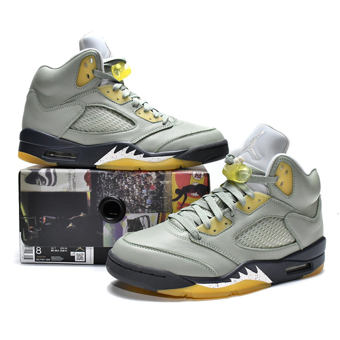 Air Jordan 5 AJ5 High Racer Jade Basketball Shoes-Gray/Black-8399332