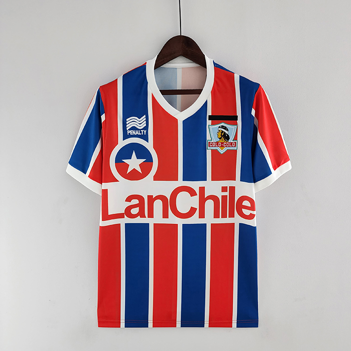 Retro 1986 Colo Colo away Red Blue Jersey version short sleeve-1270762