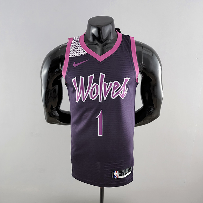 Minnesota Timberwolves EOWAROS#1 Black and Purple NBA Jersey-6593946