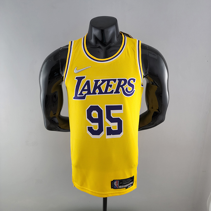 75th Anniversary TOSCANO #95 Los Angeles Lakers Yellow NBA Jersey-4148365