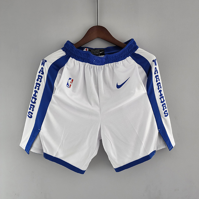 Golden State Warriors NBA Shorts White Blue Trim-3807141