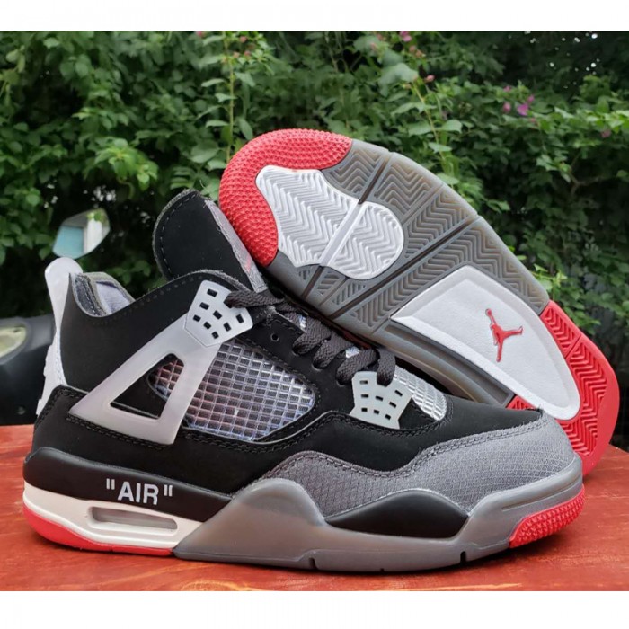 Air Jordan 4 AJ4 Retro High Running Shoes-Black/Gray-3620662