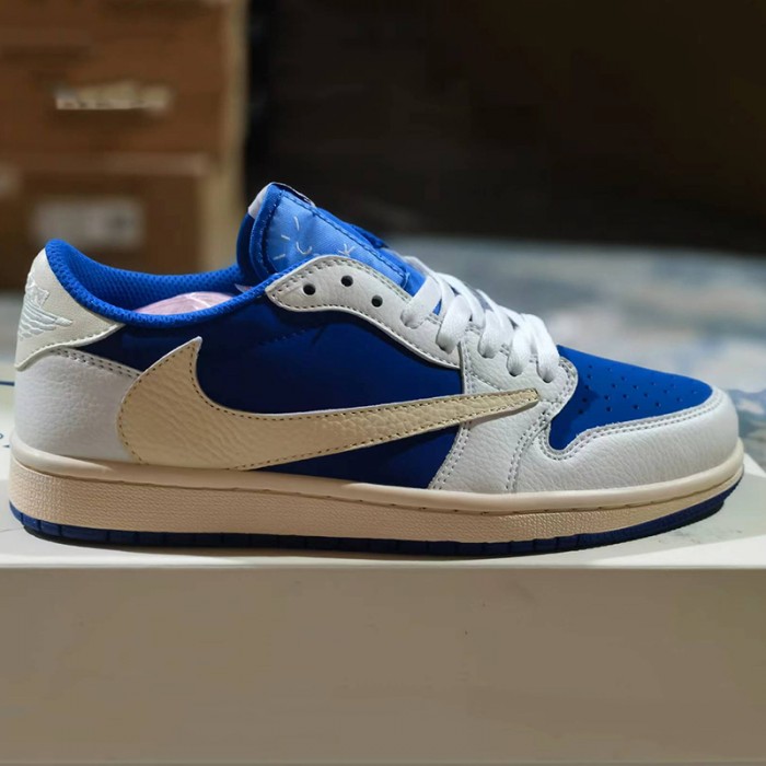 Air Jordan 1 Retro Low OG SP Fragment X Travis Scott Running Shoes-Blue/White-8694370