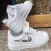 Air Force 1'07 Premium Molten Metal Running Shoes-White/Silver-3801639