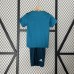 Retro 17/18 Kids Real Madrid Third Away Blue Kids Jersey Kit short Sleeve (Shirt + Short)-4245411