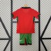 2024 Kids Portugal Home Red Kids Jersey Kit short Sleeve (Shirt + Short)-4741774