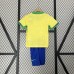 2024 Kids Brazil Home Kids Yellow Jersey Kit short sleeve (Shirt + Short + Socks)-5070469