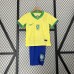 2024 Kids Brazil Home Kids Yellow Jersey Kit short sleeve (Shirt + Short + Socks)-5070469
