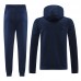 24/25 Paris Saint-Germain PSG Navy Blue Hooded Edition Classic Jacket Training Suit (Top+Pant)-5139552