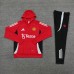 24/25 Manchester United M-U Red Hooded Edition Classic Jacket Training Suit (Sweatshirt+Pant)-475839