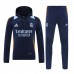 24/25 Real Madrid Navy Blue Hooded Edition Classic Jacket Training Suit (Sweatshirt+Pant)-1599254