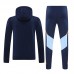 24/25 Real Madrid Navy Blue Hooded Edition Classic Jacket Training Suit (Sweatshirt+Pant)-1599254