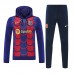 24/25 Barcelona Navy Blue Red Hodded Edition Classic Jacket Training Suit (Top+Pant)-6437922