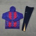 24/25 Barcelona Navy Blue Red Hodded Edition Classic Jacket Training Suit (Top+Pant)-6437922