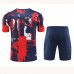 24/25 Paris Saint-Germain PSG Navy Blue Red Training Jersey Kit short Sleeve (Shirt + Short)-3271626